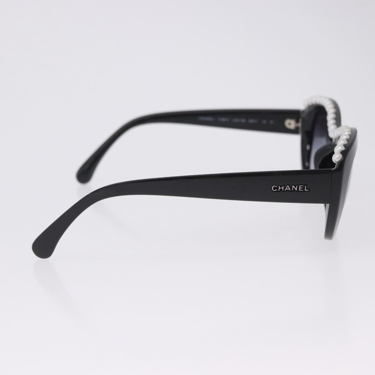 CHANEL Sunglasses Plastic Black White CC Auth 203372
