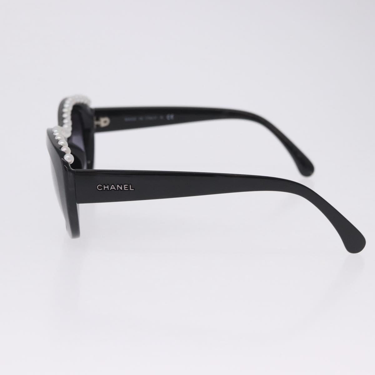 CHANEL Sunglasses Plastic Black White CC Auth 203372