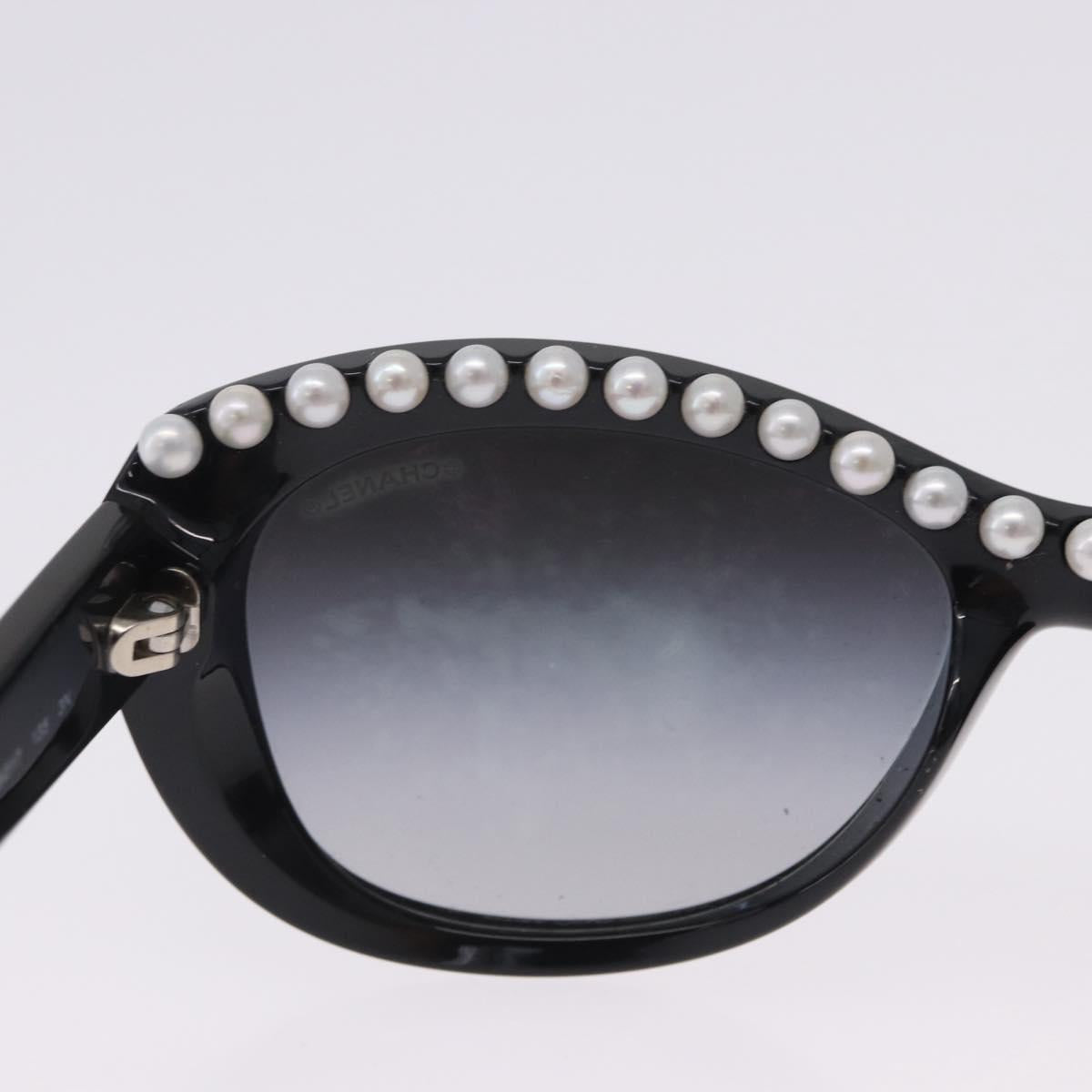 CHANEL Sunglasses Plastic Black White CC Auth 203372