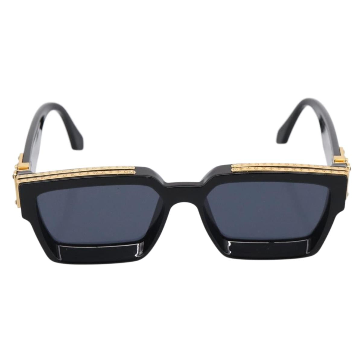 LOUIS VUITTON 1.1 Millionaire Sunglasses Plastic Black Gold Z1165E Auth 203374M