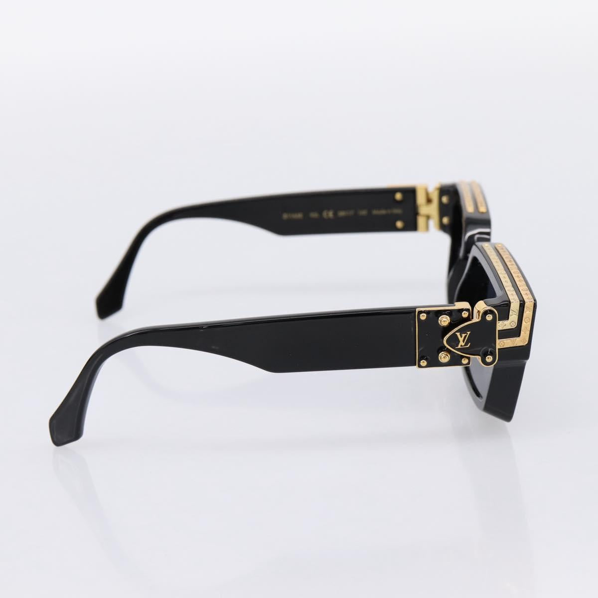 LOUIS VUITTON 1.1 Millionaire Sunglasses Plastic Black Gold Z1165E Auth 203374M