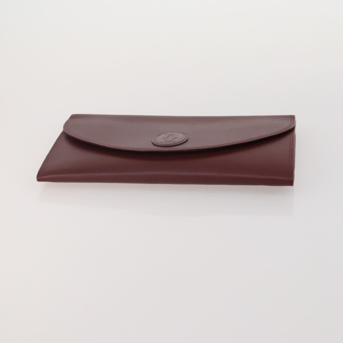 CARTIER Must Line Shoulder Bag Leather 3 Set Bordeaux Gold Auth 203375
