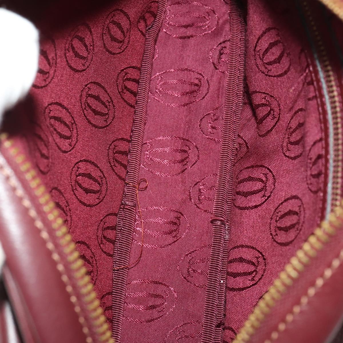 CARTIER Must Line Shoulder Bag Leather 3 Set Bordeaux Gold Auth 203375