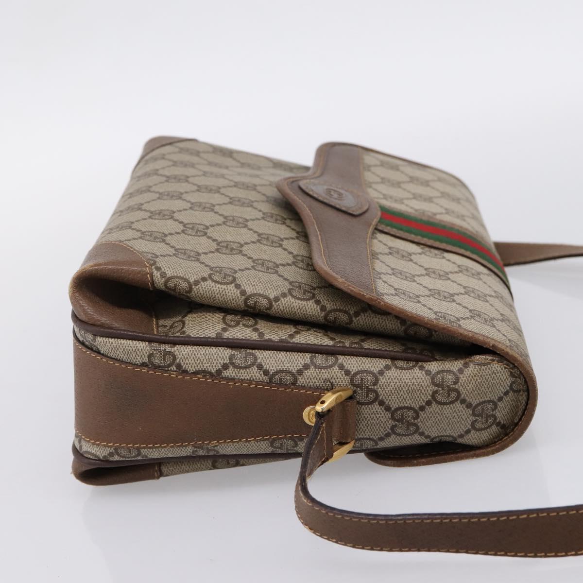 GUCCI GG Supreme Web Sherry Line Shoulder Bag PVC Beige 001 116 0844 Auth 203377