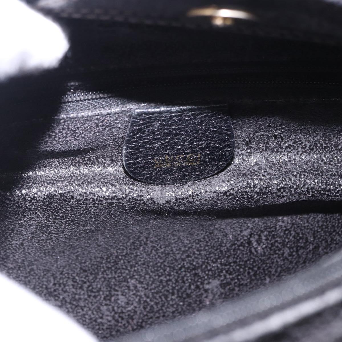 GUCCI Bamboo Hand Bag Leather Black Gold Tone 002 123 0260 Auth 203378