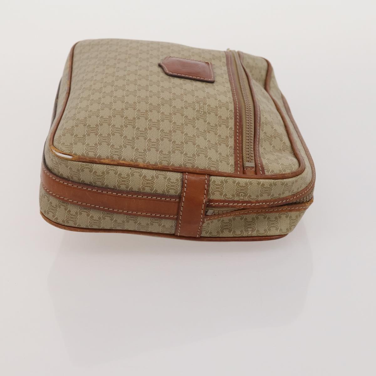 CELINE Macadam Canvas Shoulder Bag PVC Leather 3 Set Brown Beige Auth 203379