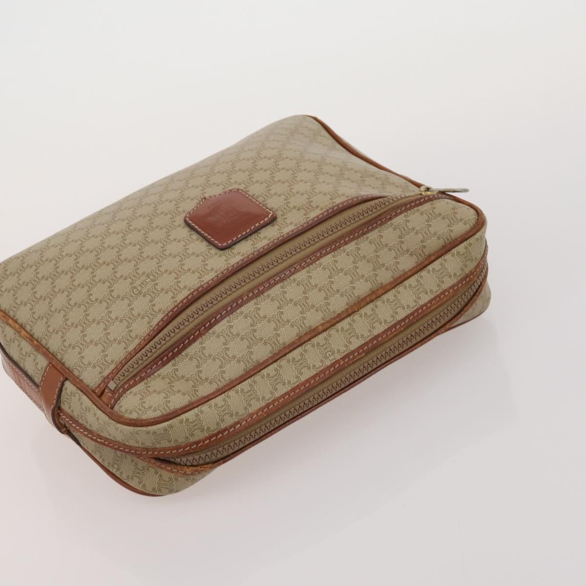 CELINE Macadam Canvas Shoulder Bag PVC Leather 3 Set Brown Beige Auth 203379