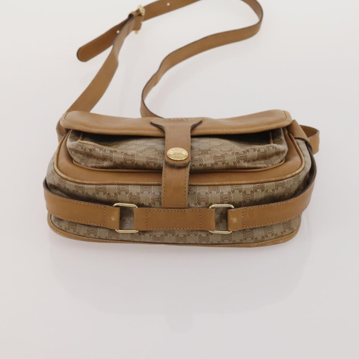 CELINE Macadam Canvas Shoulder Bag PVC Leather 3 Set Brown Beige Auth 203379