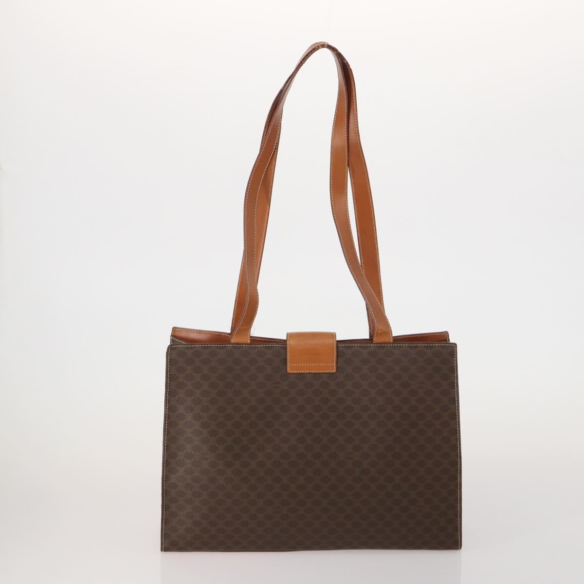 CELINE Macadam Canvas Shoulder Bag PVC Leather 3 Set Brown Beige Auth 203379