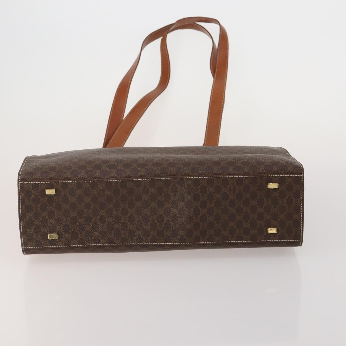 CELINE Macadam Canvas Shoulder Bag PVC Leather 3 Set Brown Beige Auth 203379