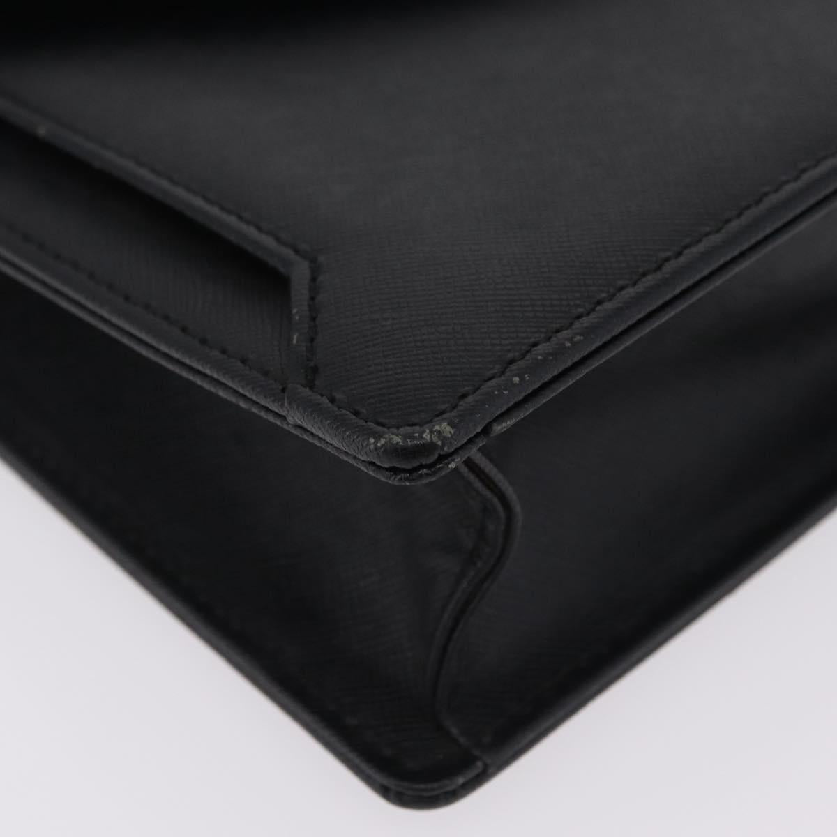 BURBERRY Clutch Bag Leather Black Silver Auth 203385