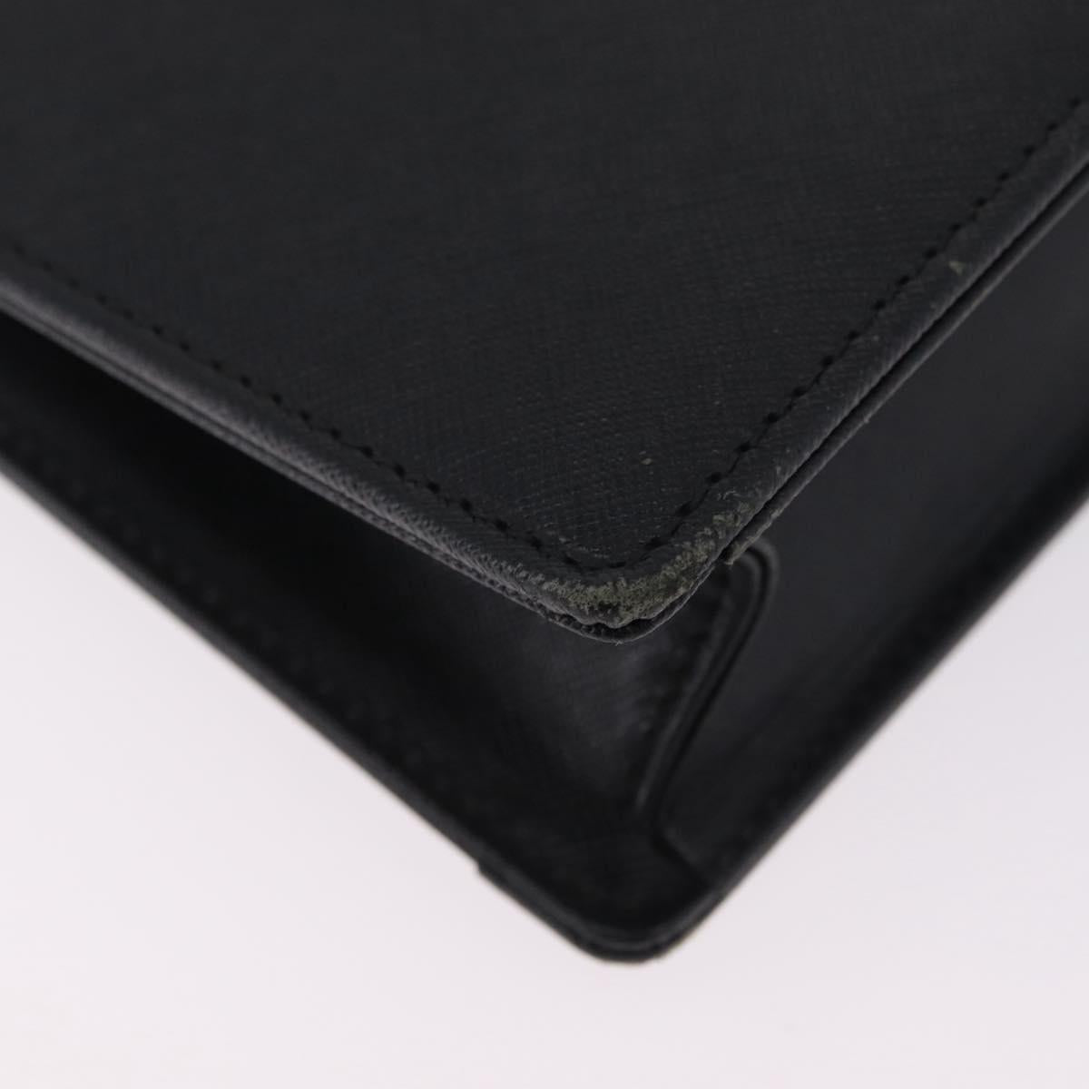 BURBERRY Clutch Bag Leather Black Silver Auth 203385