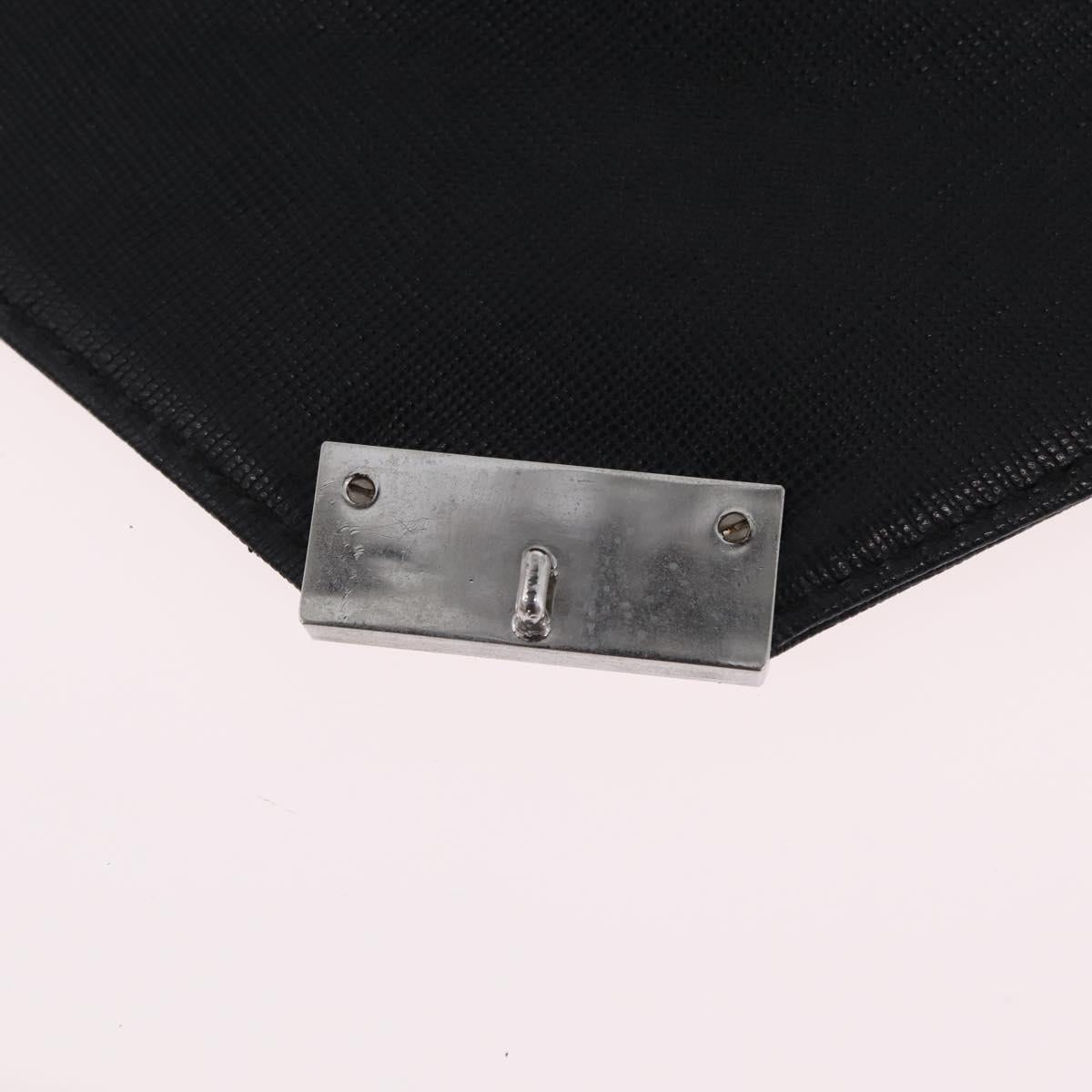 BURBERRY Clutch Bag Leather Black Silver Auth 203385