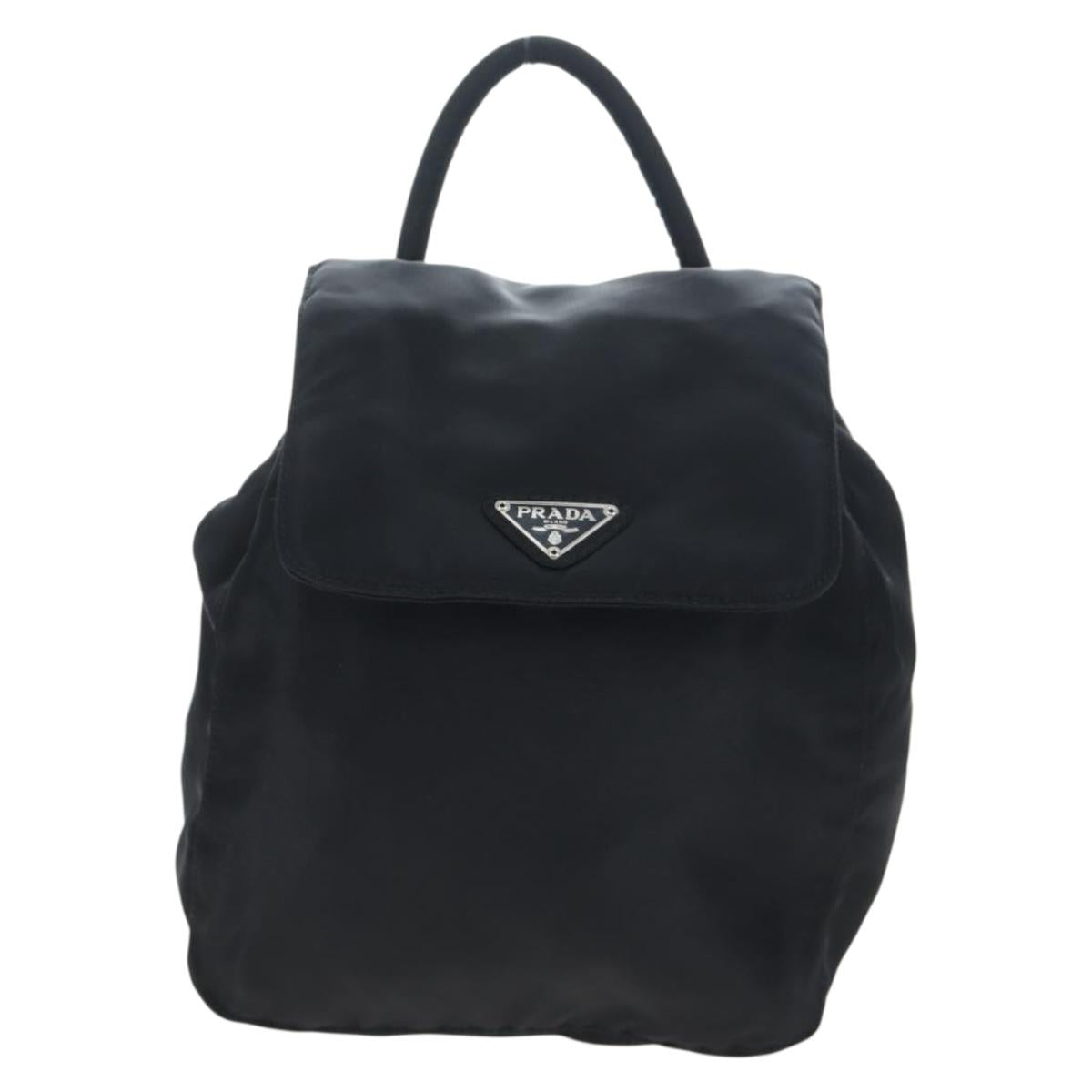 PRADA Backpack Nylon Black Silver Auth 203389A
