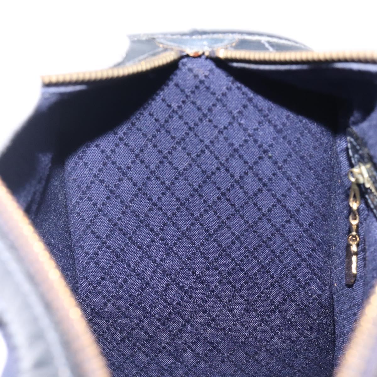 GUCCI Micro GG Canvas Sherry Line Boston Bag Navy Gold Auth 203400A