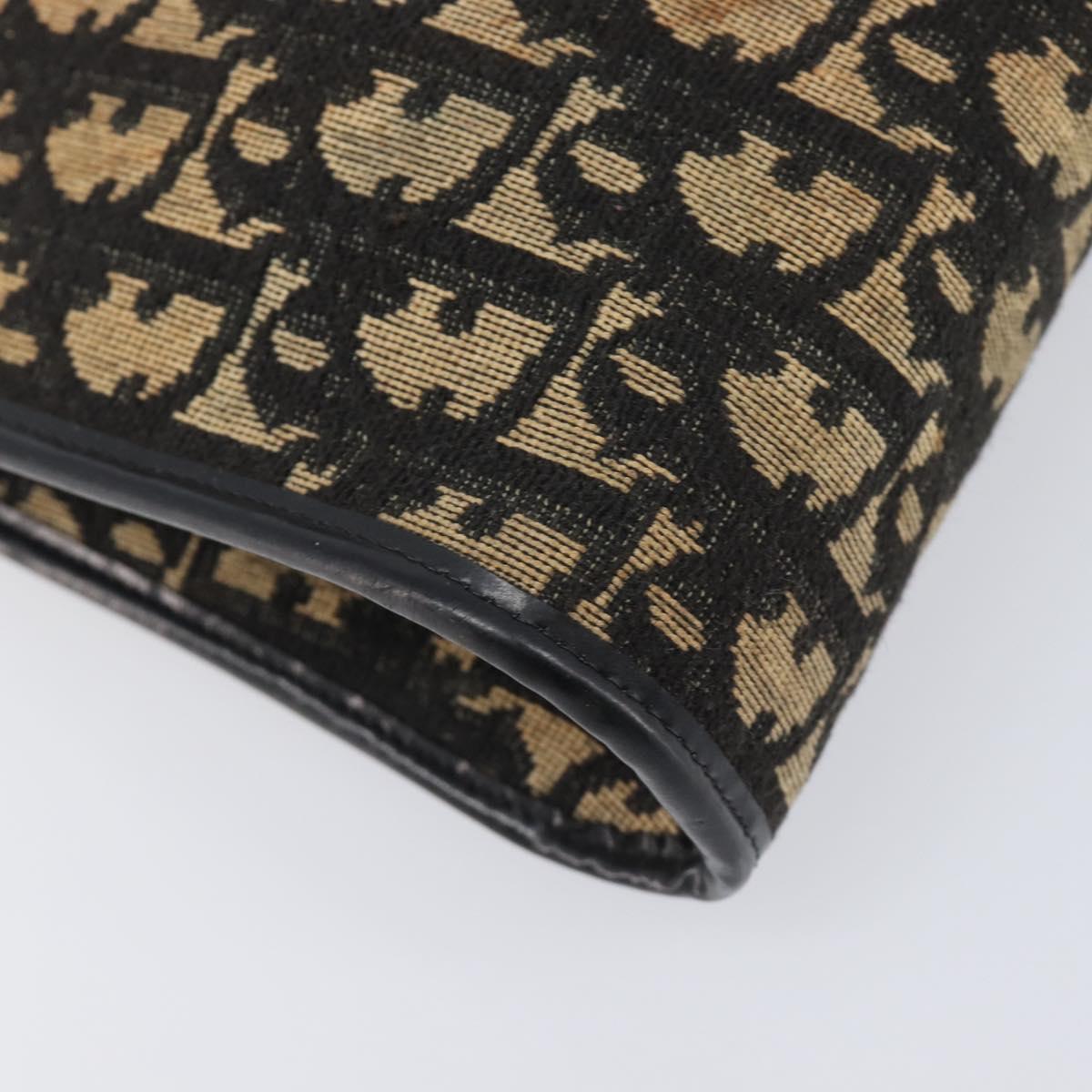 Christian Dior Trotter Canvas Shoulder Bag Navy Gold Auth 203401