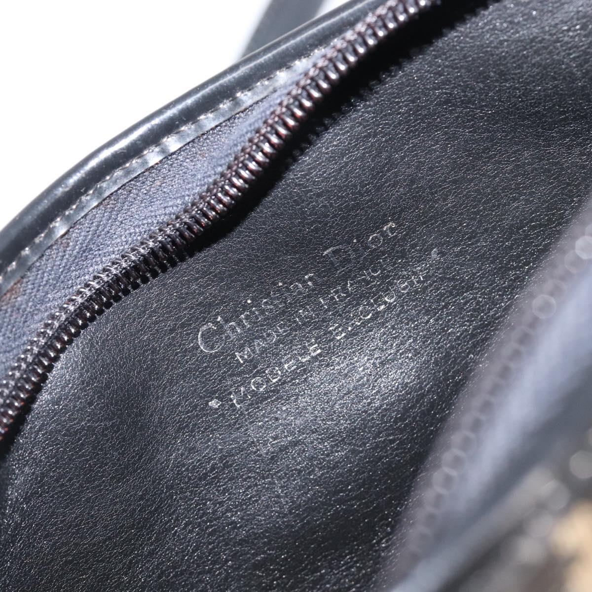 Christian Dior Trotter Canvas Shoulder Bag Navy Gold Auth 203401