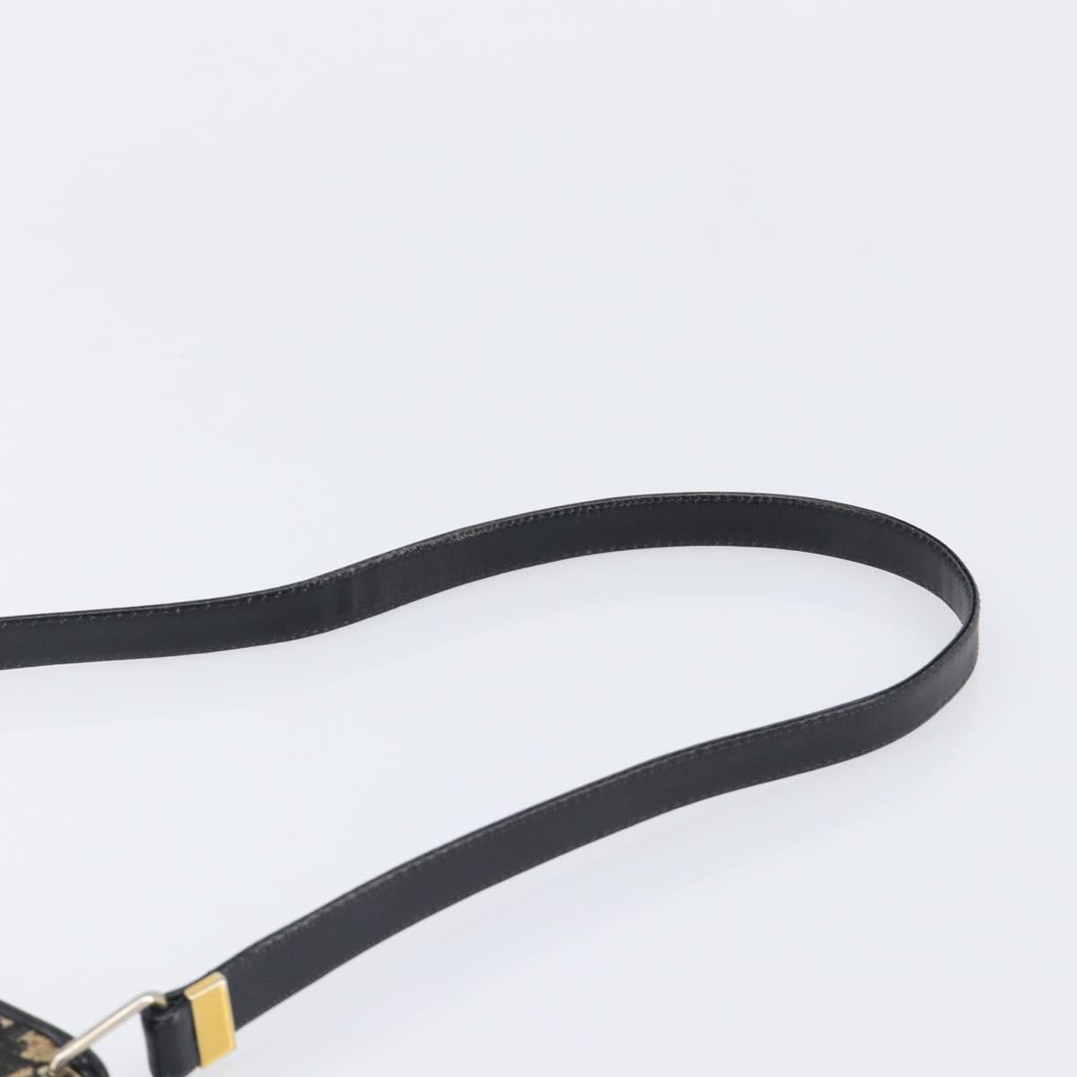 Christian Dior Trotter Canvas Shoulder Bag Navy Gold Auth 203401