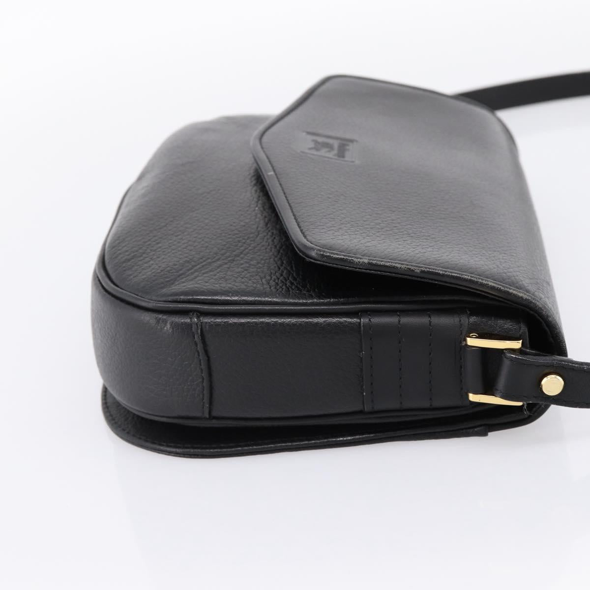 Burberrys Shoulder Bag Leather Black Gold Auth 203404