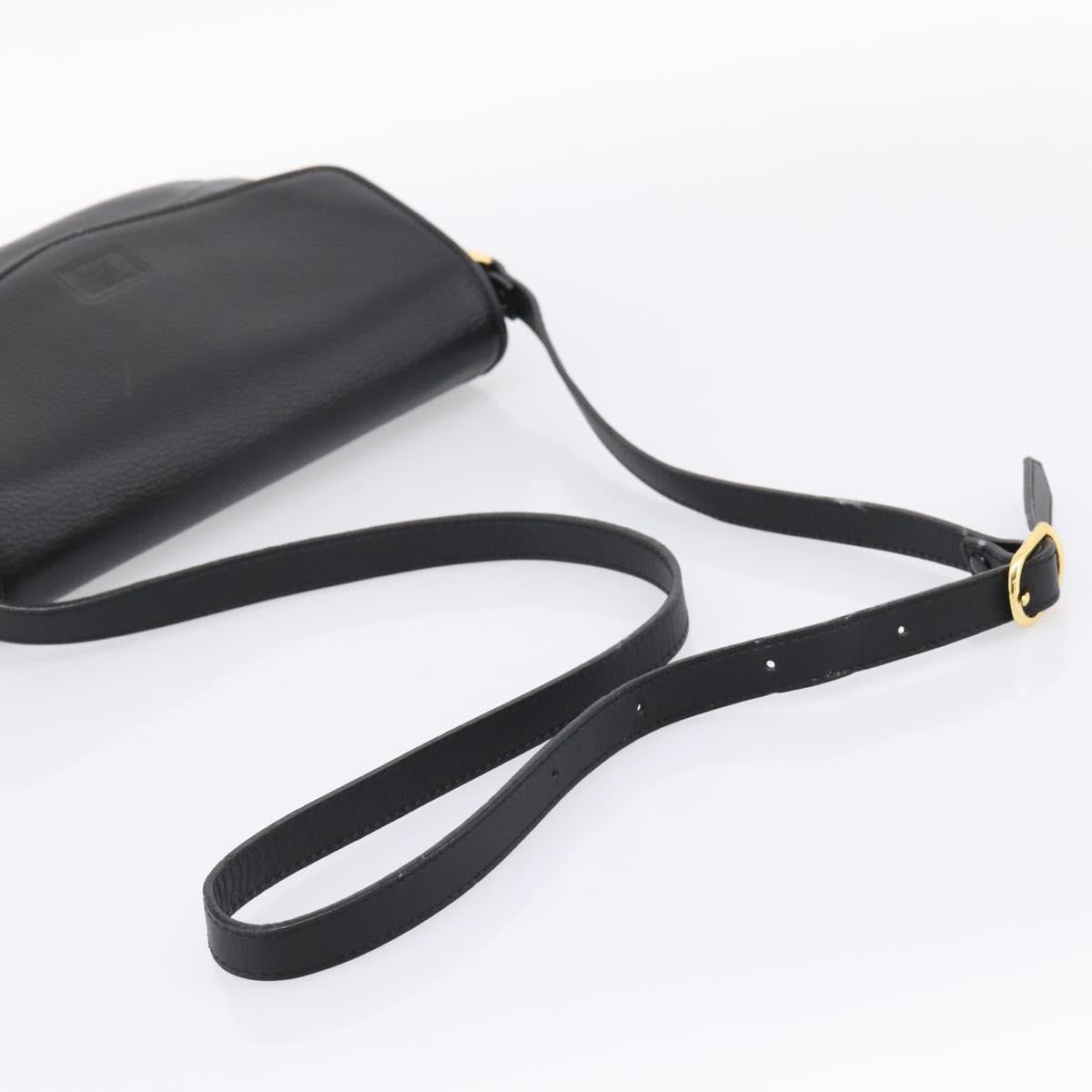 Burberrys Shoulder Bag Leather Black Gold Auth 203404