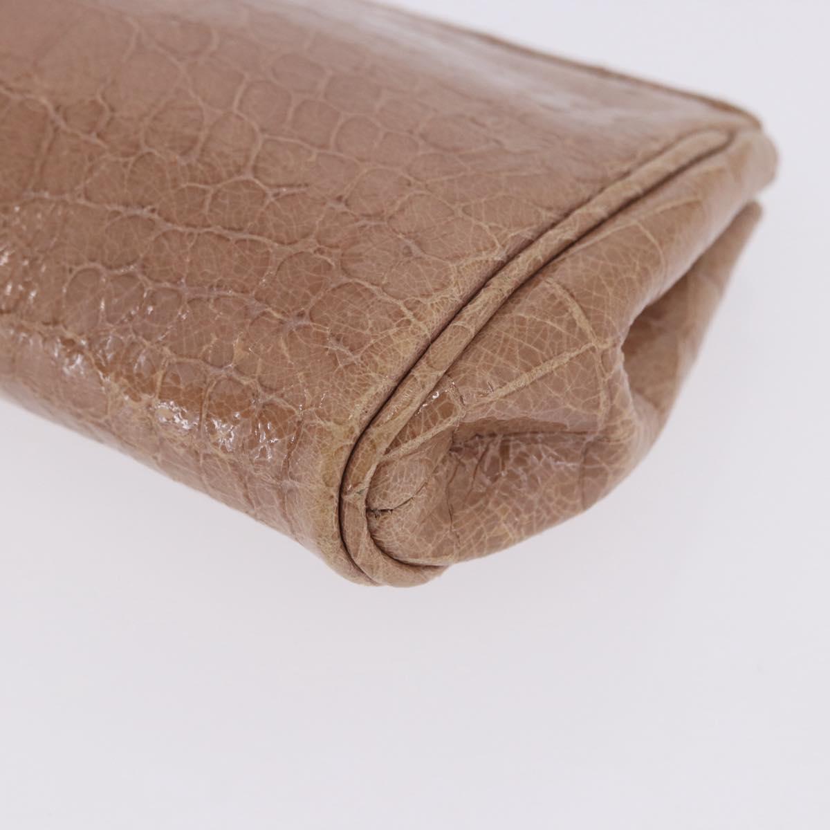 Miu Miu Clutch Bag Leather Beige Gold Auth 203407A