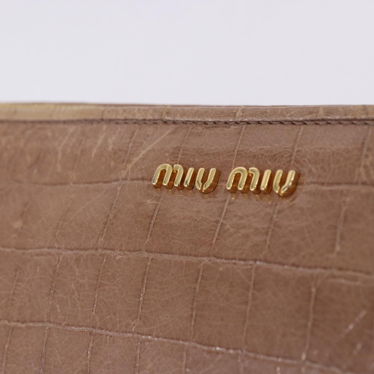 Miu Miu Clutch Bag Leather Beige Gold Auth 203407A