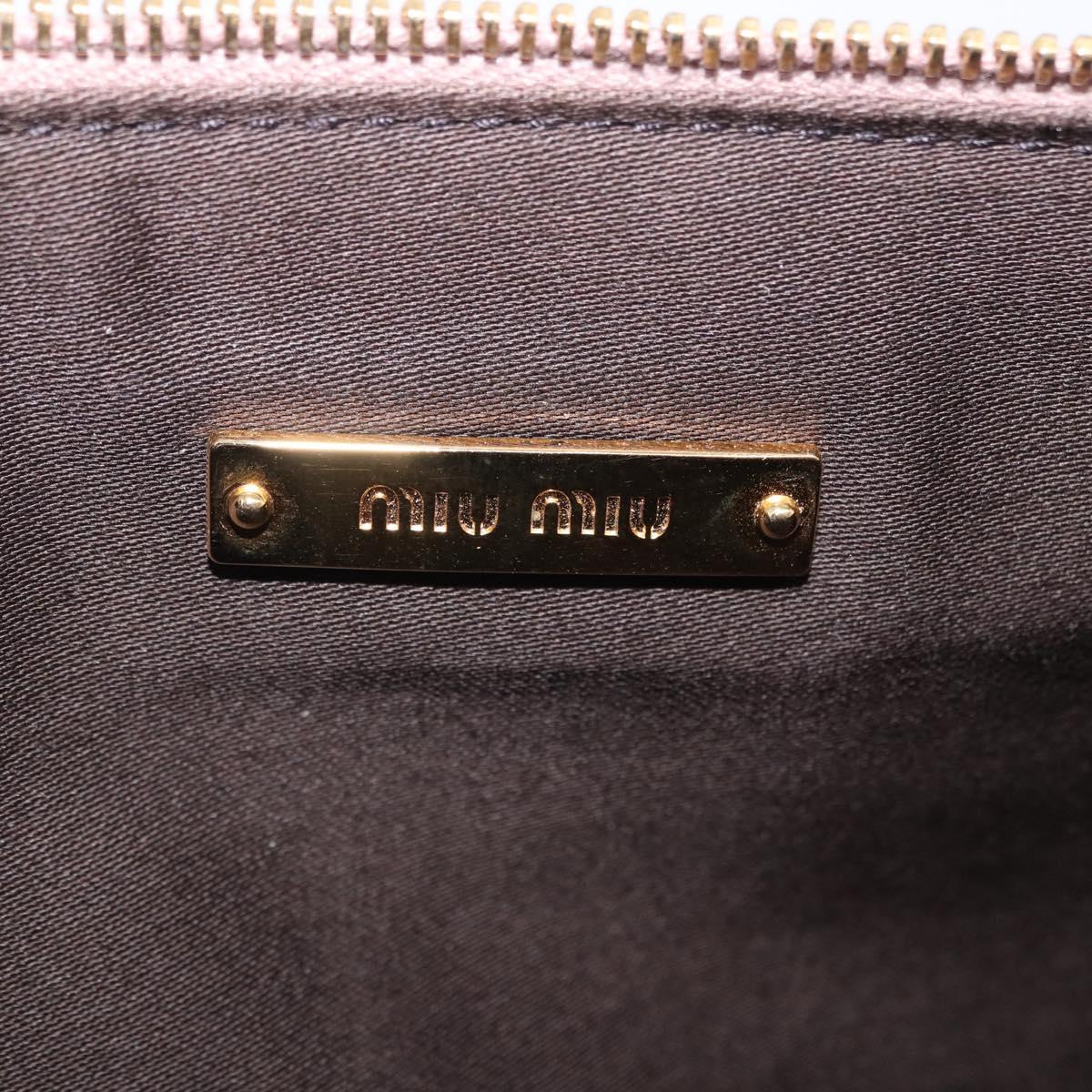 Miu Miu Clutch Bag Leather Beige Gold Auth 203407A