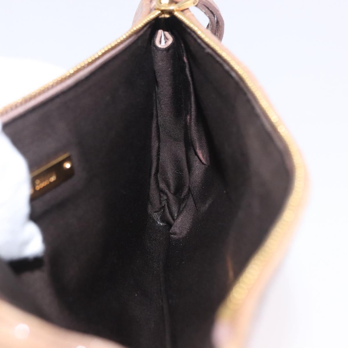Miu Miu Clutch Bag Leather Beige Gold Auth 203407A