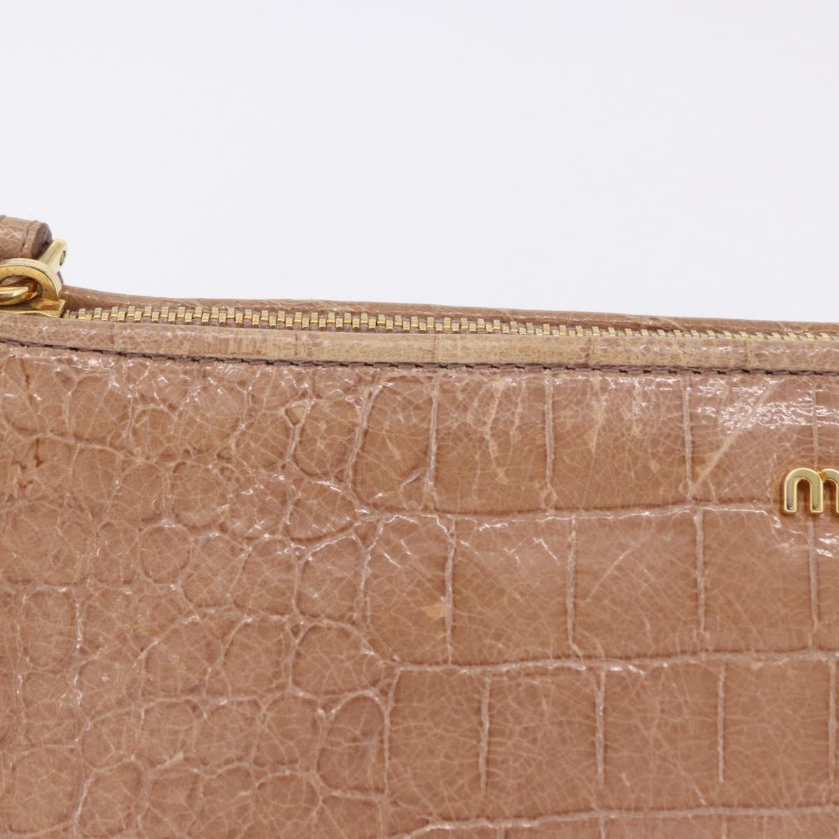 Miu Miu Clutch Bag Leather Beige Gold Auth 203407A