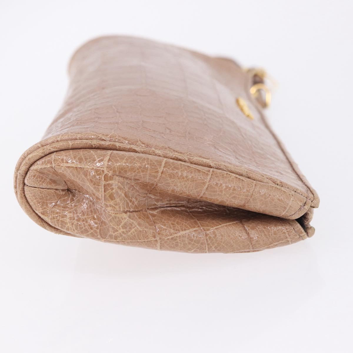 Miu Miu Clutch Bag Leather Beige Gold Auth 203407A