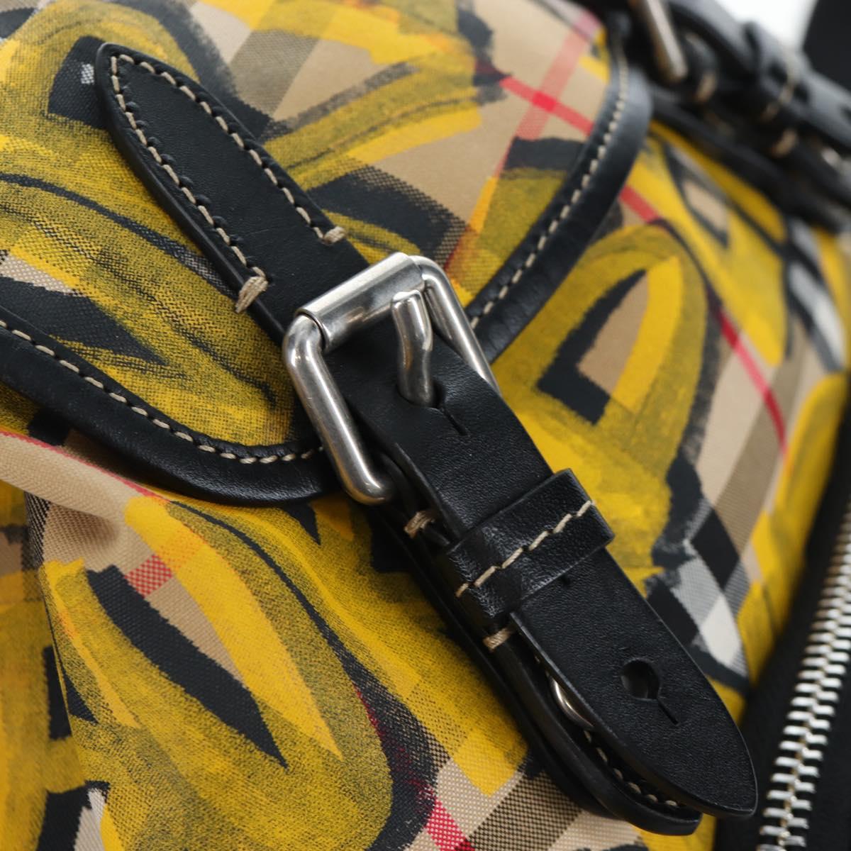 BURBERRY Nova Check Graffiti Backpack Canvas Beige Silver Auth 203410M