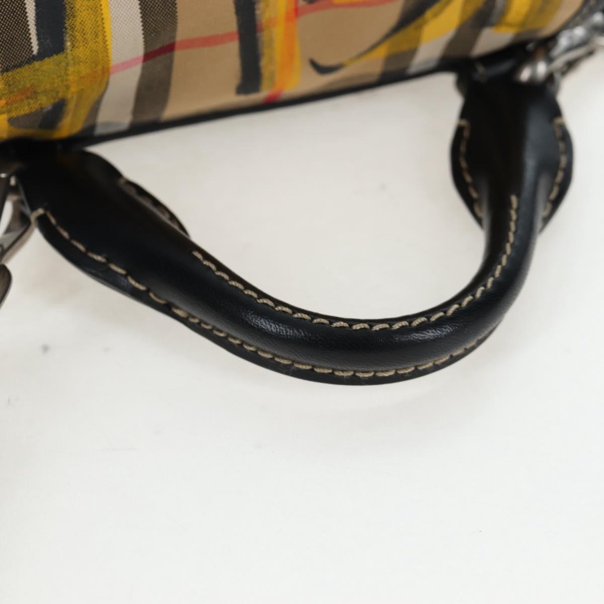 BURBERRY Nova Check Graffiti Backpack Canvas Beige Silver Auth 203410M