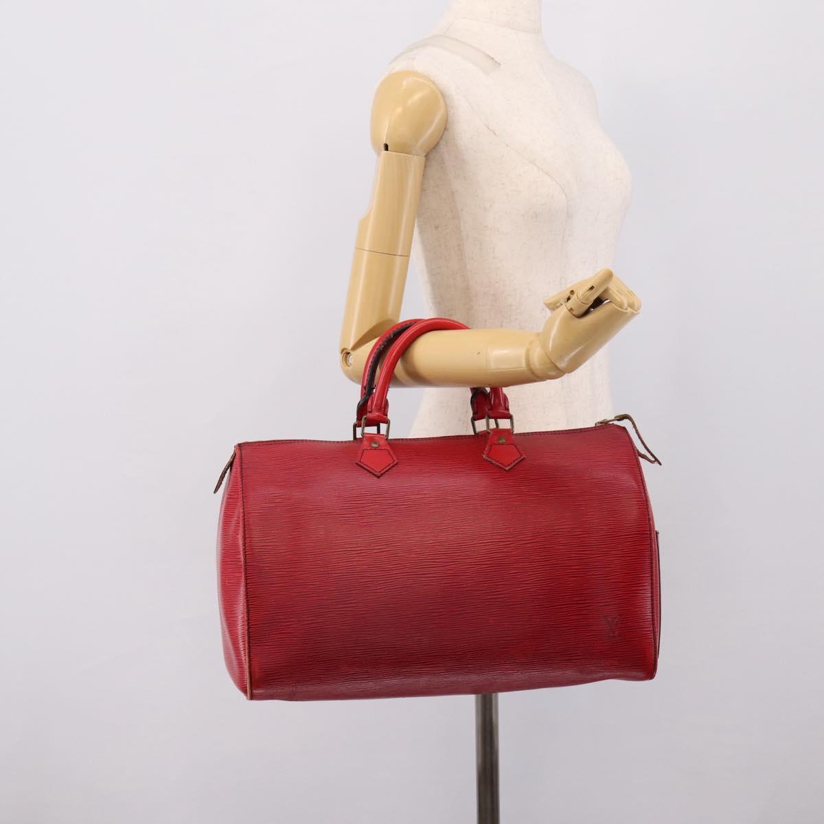 LOUIS VUITTON Epi Speedy 35 Hand Bag Castilian Red M42997 LV Auth 203411