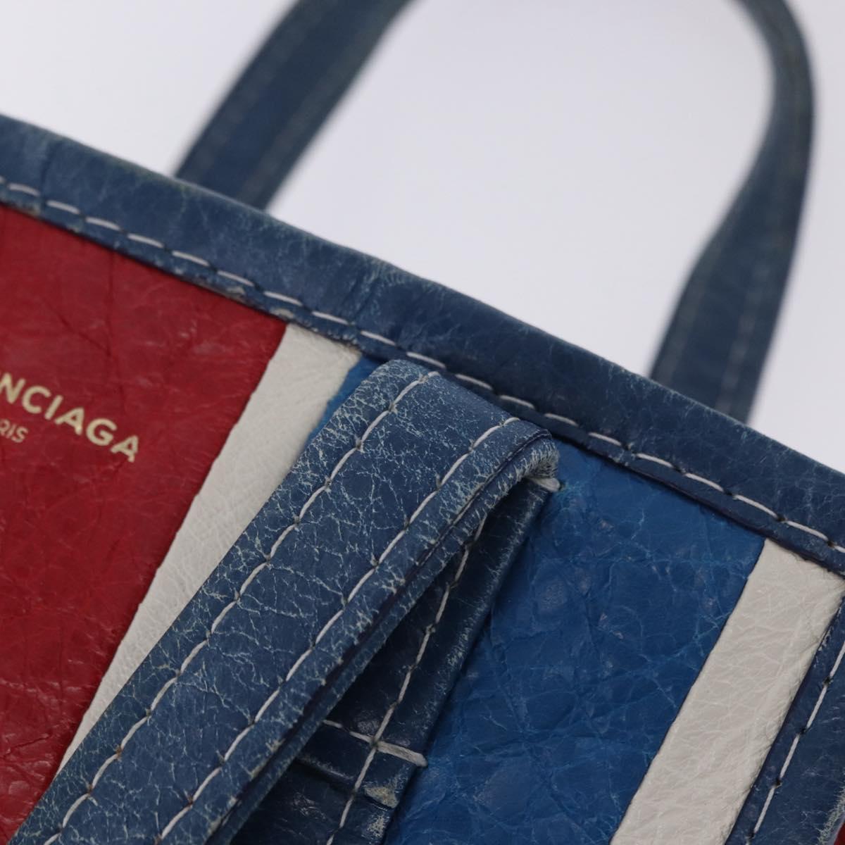 BALENCIAGA Bazaar Shopper XS Hand Bag Leather 2way Blue 452458 Auth 203417