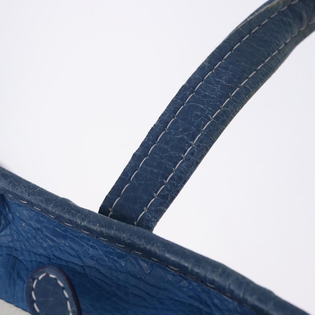 BALENCIAGA Bazaar Shopper XS Hand Bag Leather 2way Blue 452458 Auth 203417