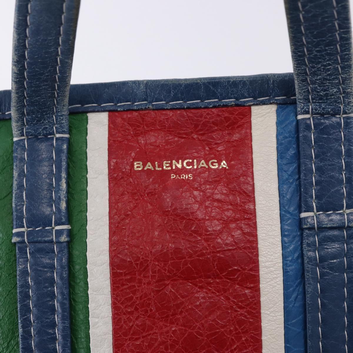 BALENCIAGA Bazaar Shopper XS Hand Bag Leather 2way Blue 452458 Auth 203417