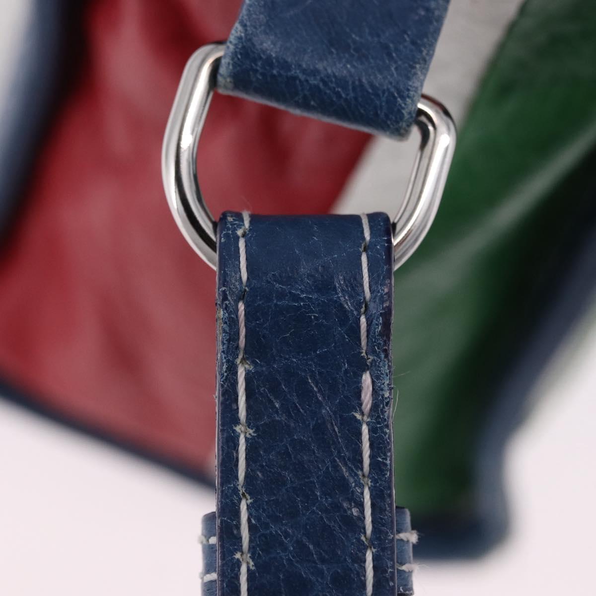 BALENCIAGA Bazaar Shopper XS Hand Bag Leather 2way Blue 452458 Auth 203417