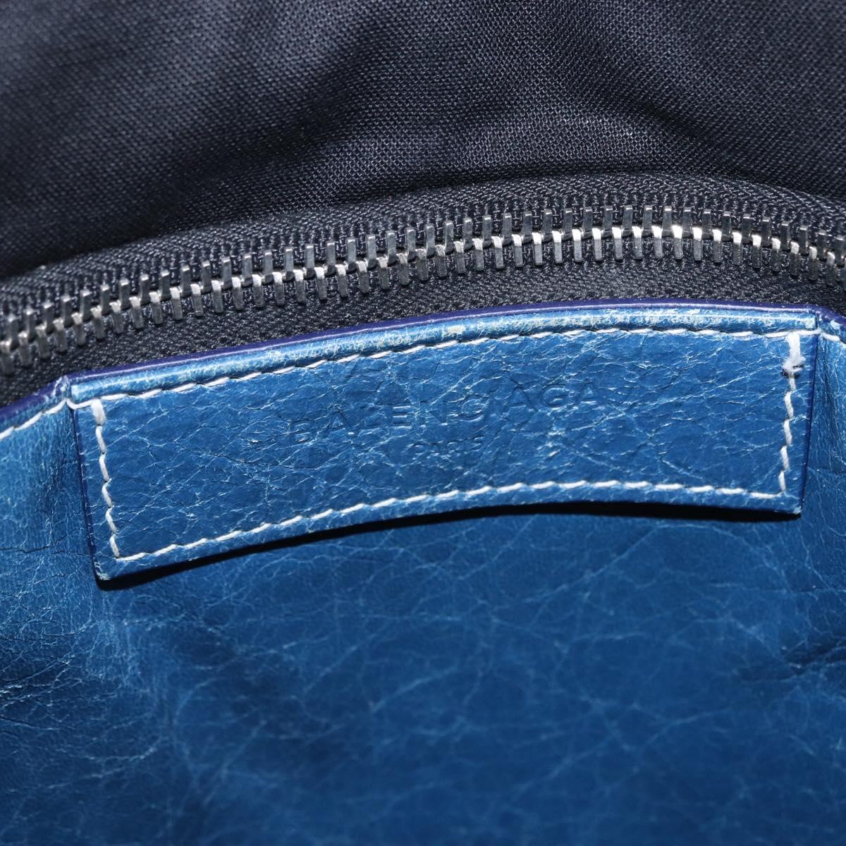 BALENCIAGA Bazaar Shopper XS Hand Bag Leather 2way Blue 452458 Auth 203417