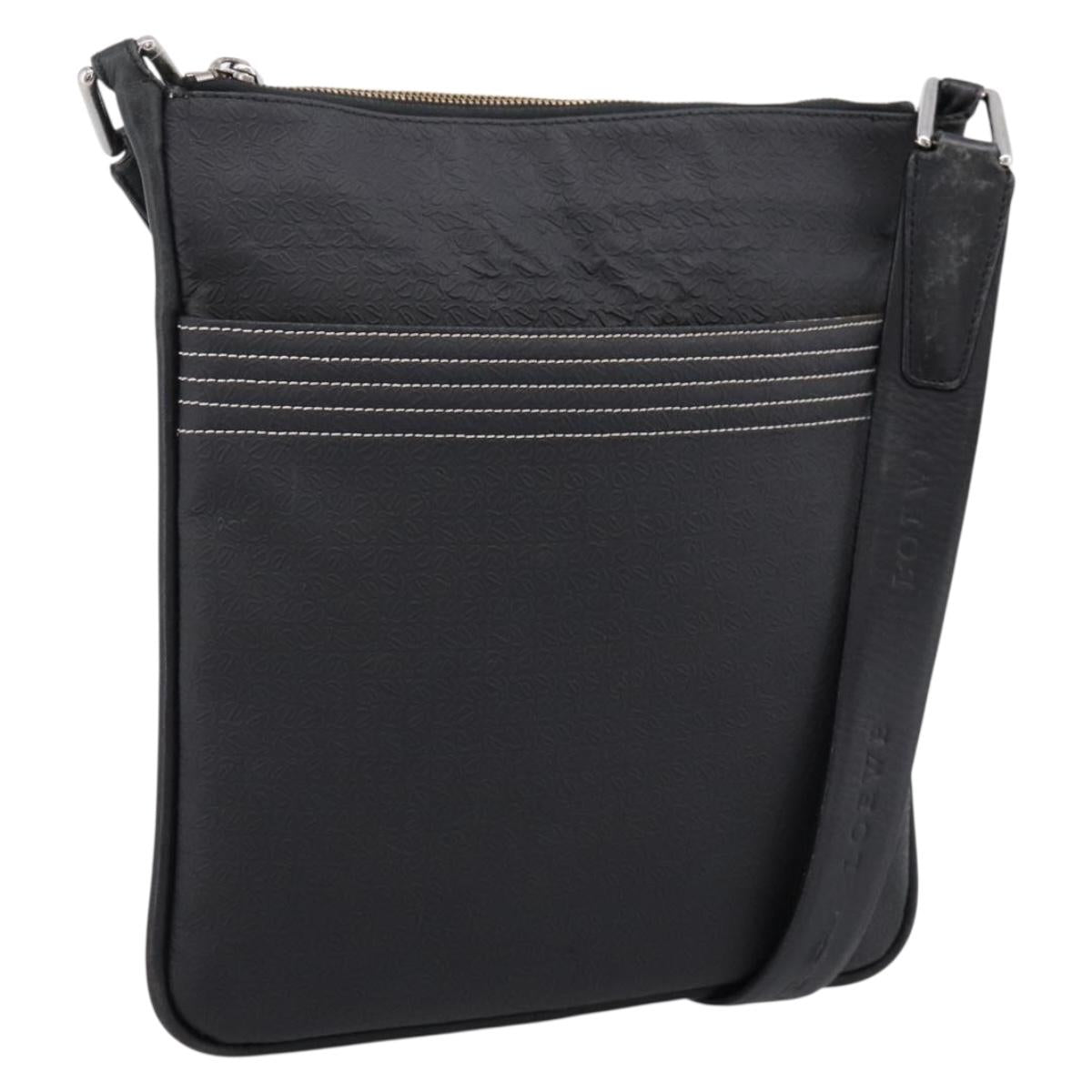 LOEWE Shoulder Bag PVC Canvas Black Silver Auth 203418