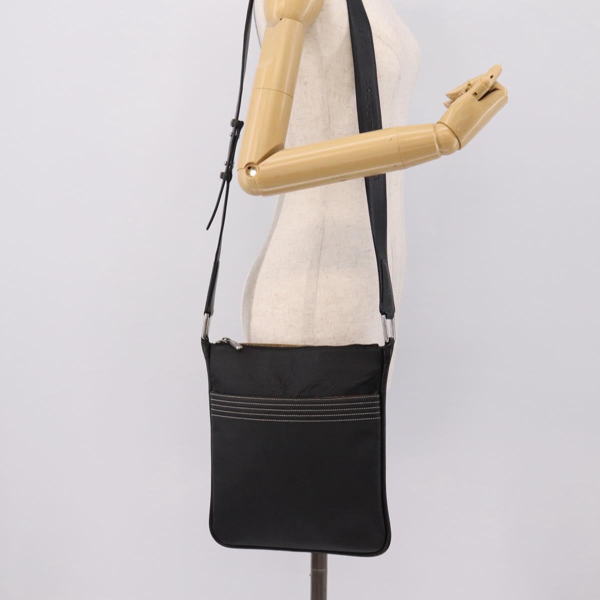 LOEWE Shoulder Bag PVC Canvas Black Silver Auth 203418