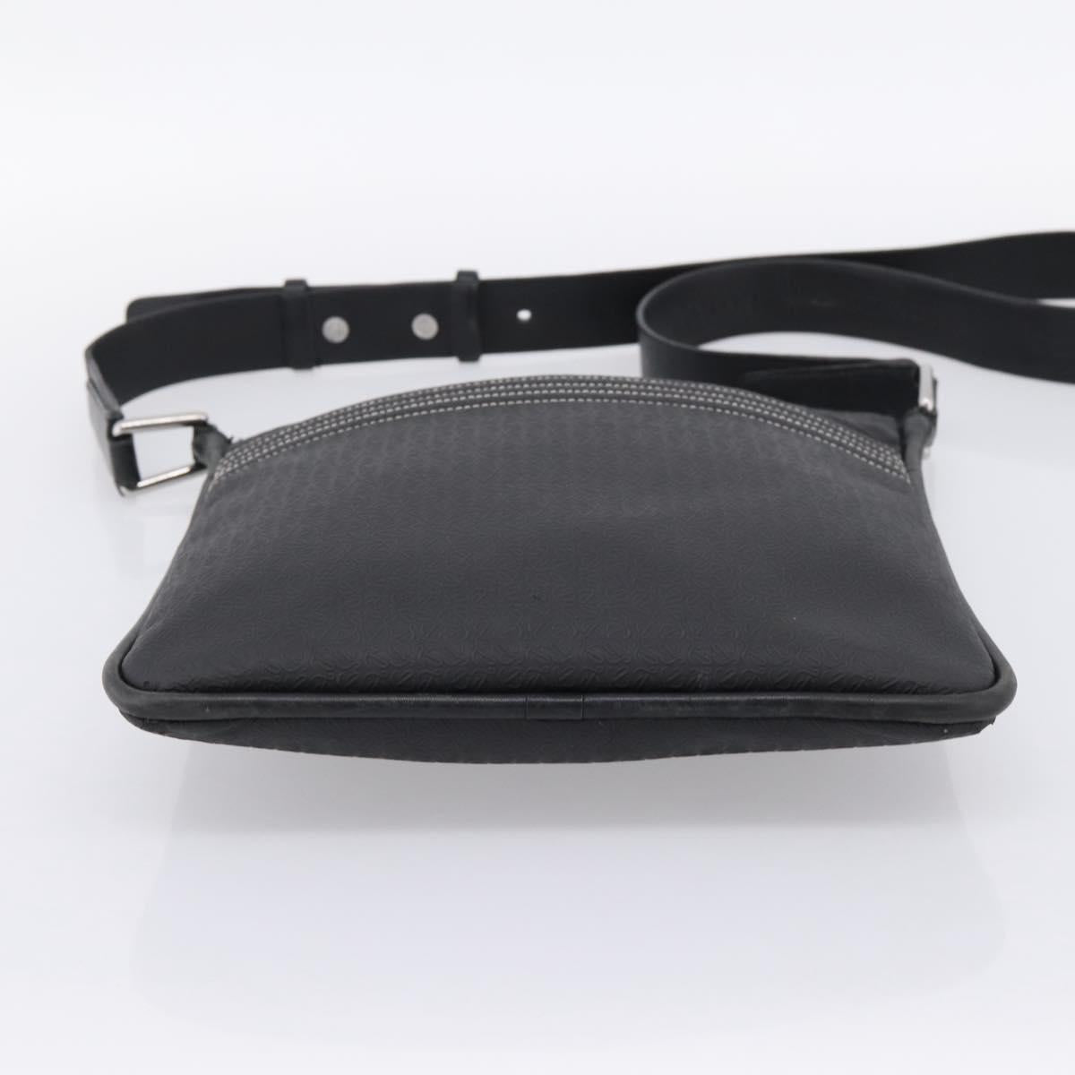 LOEWE Shoulder Bag PVC Canvas Black Silver Auth 203418
