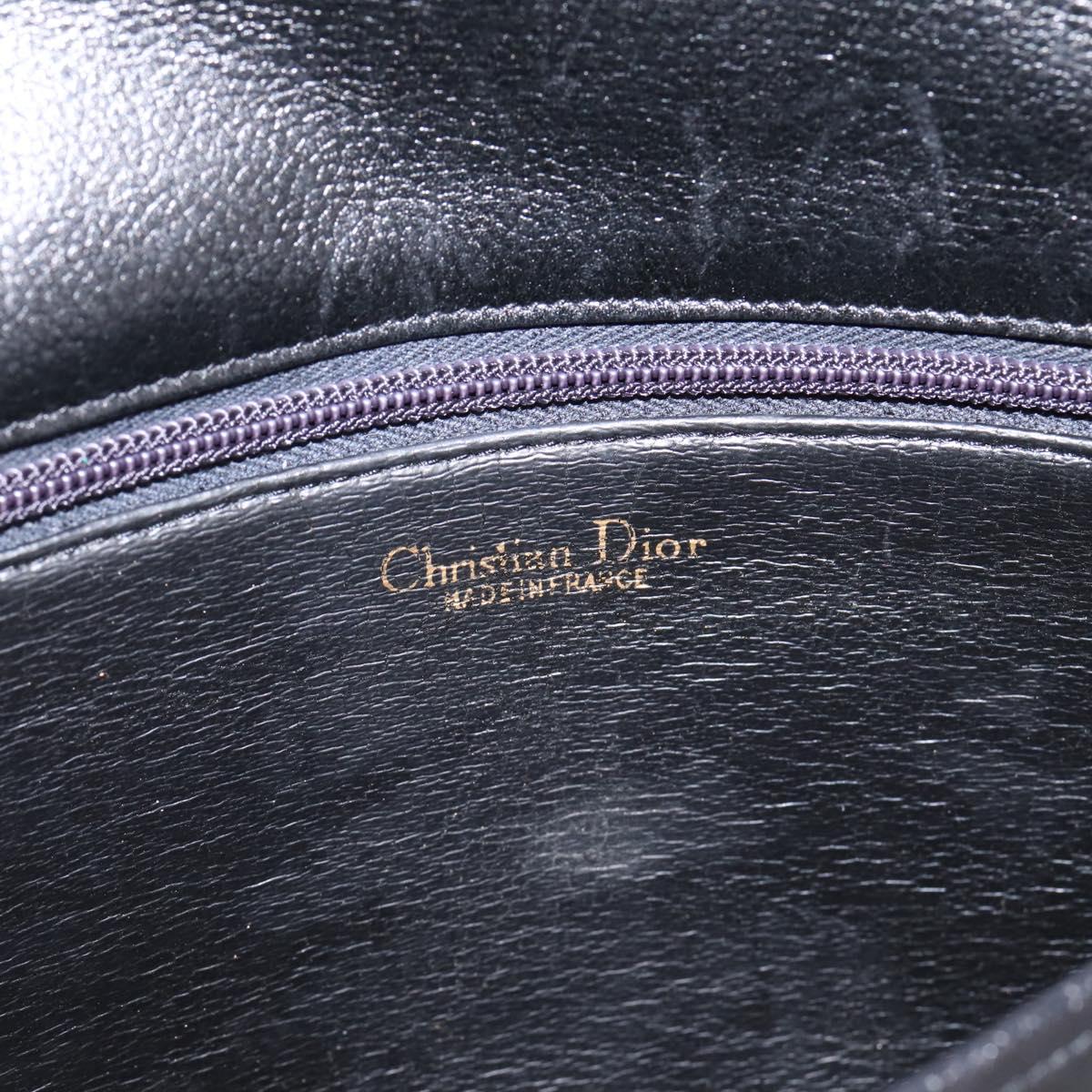Christian Dior Shoulder Bag Leather Black Gold Auth 203420
