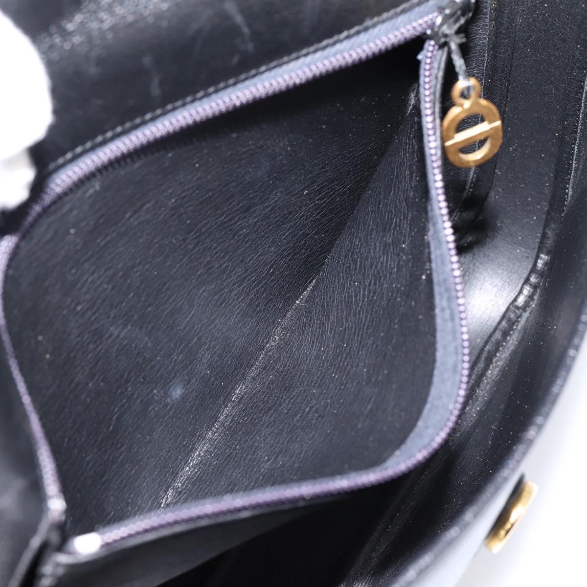Christian Dior Shoulder Bag Leather Black Gold Auth 203420
