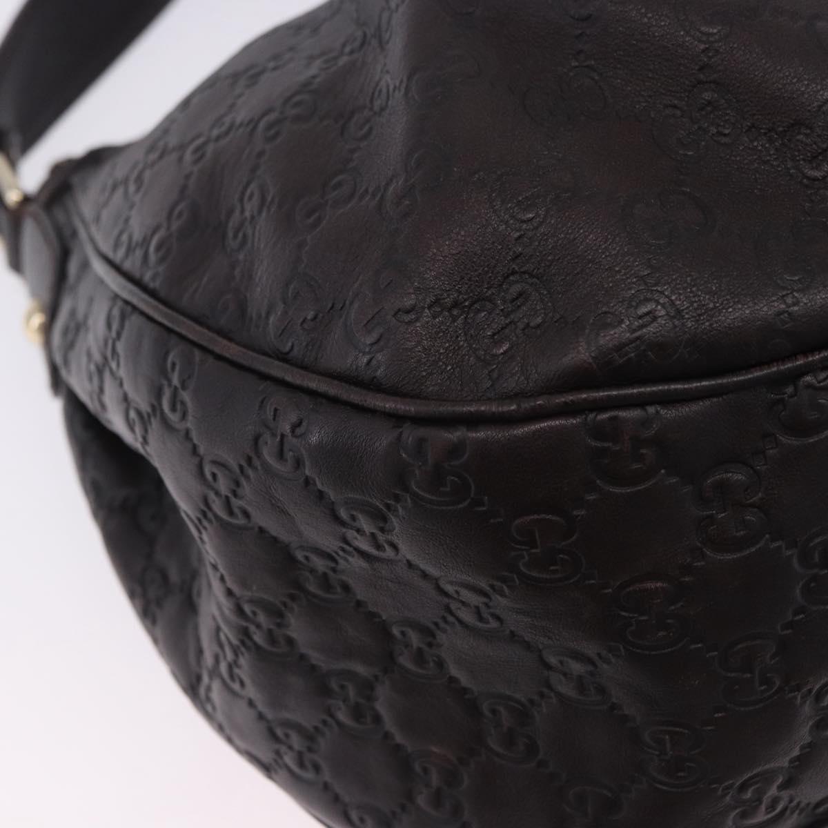 GUCCI GG Canvas Guccissima Sukey Bag Leather Dark Brown Gold 232955 Auth 203423V