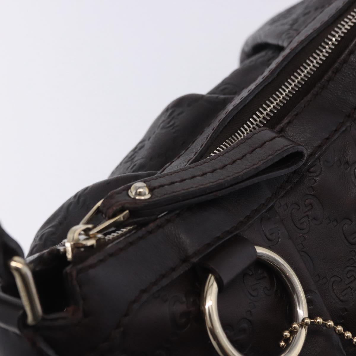 GUCCI GG Canvas Guccissima Sukey Bag Leather Dark Brown Gold 232955 Auth 203423V