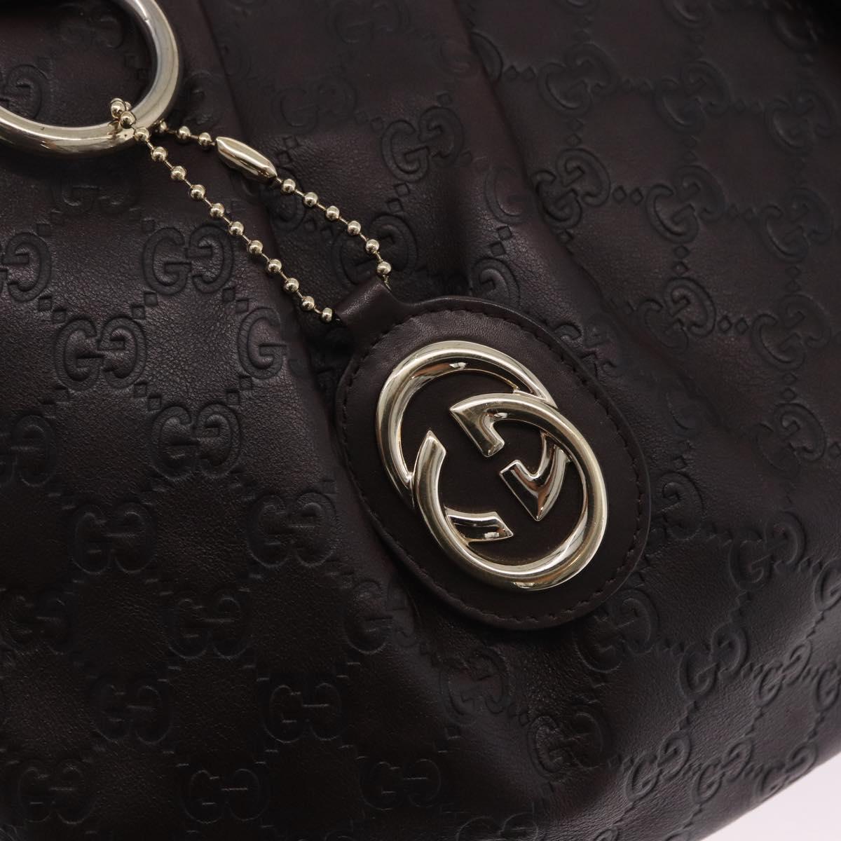 GUCCI GG Canvas Guccissima Sukey Bag Leather Dark Brown Gold 232955 Auth 203423V