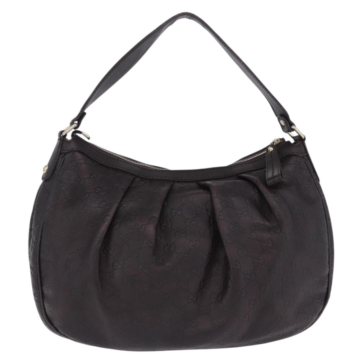 GUCCI GG Canvas Guccissima Sukey Bag Leather Dark Brown Gold 232955 Auth 203423V