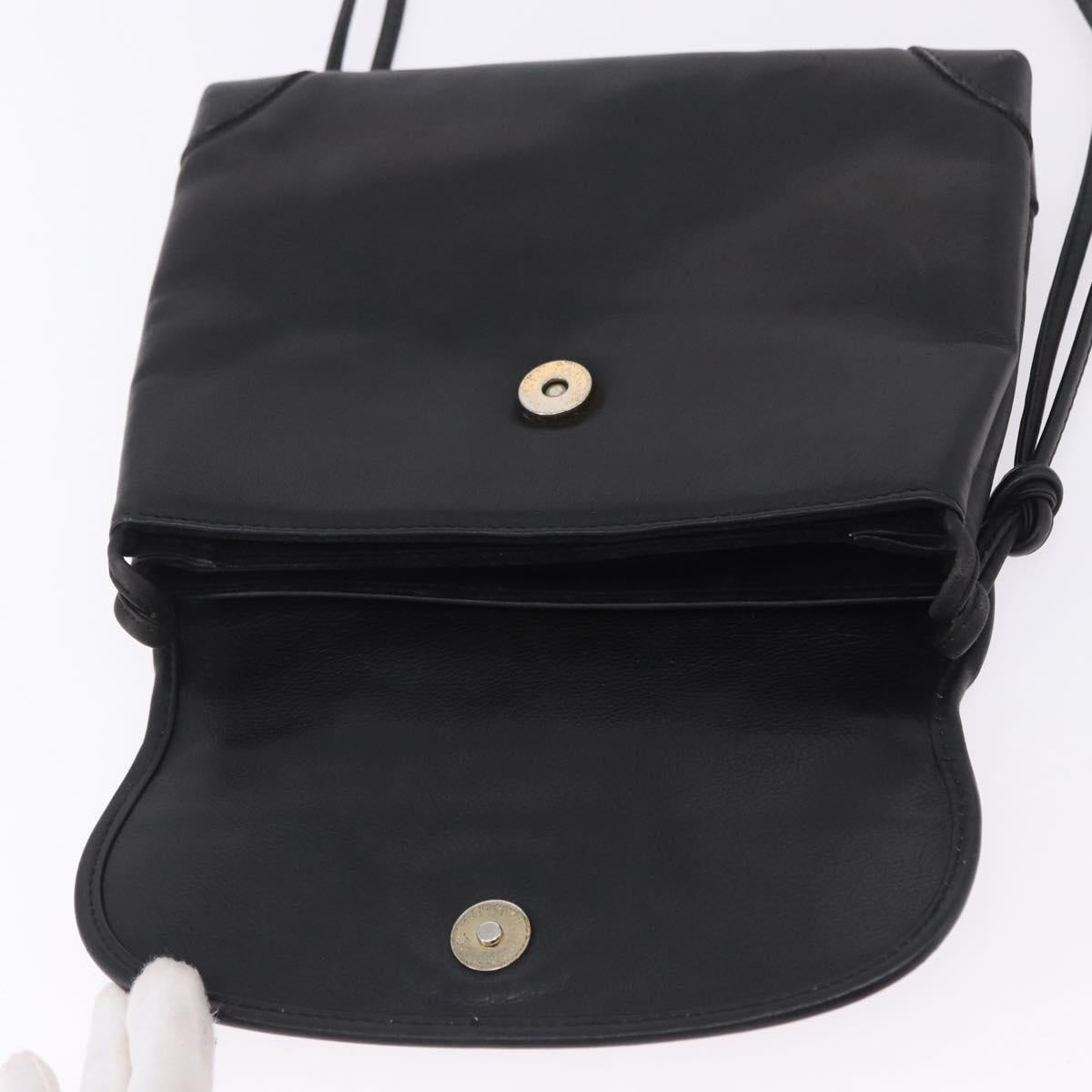 GUCCI Shoulder Bag Leather Black Gold 007 49 5548 Auth 203424