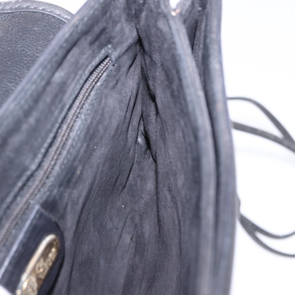 GUCCI Shoulder Bag Leather Black Gold 007 49 5548 Auth 203424