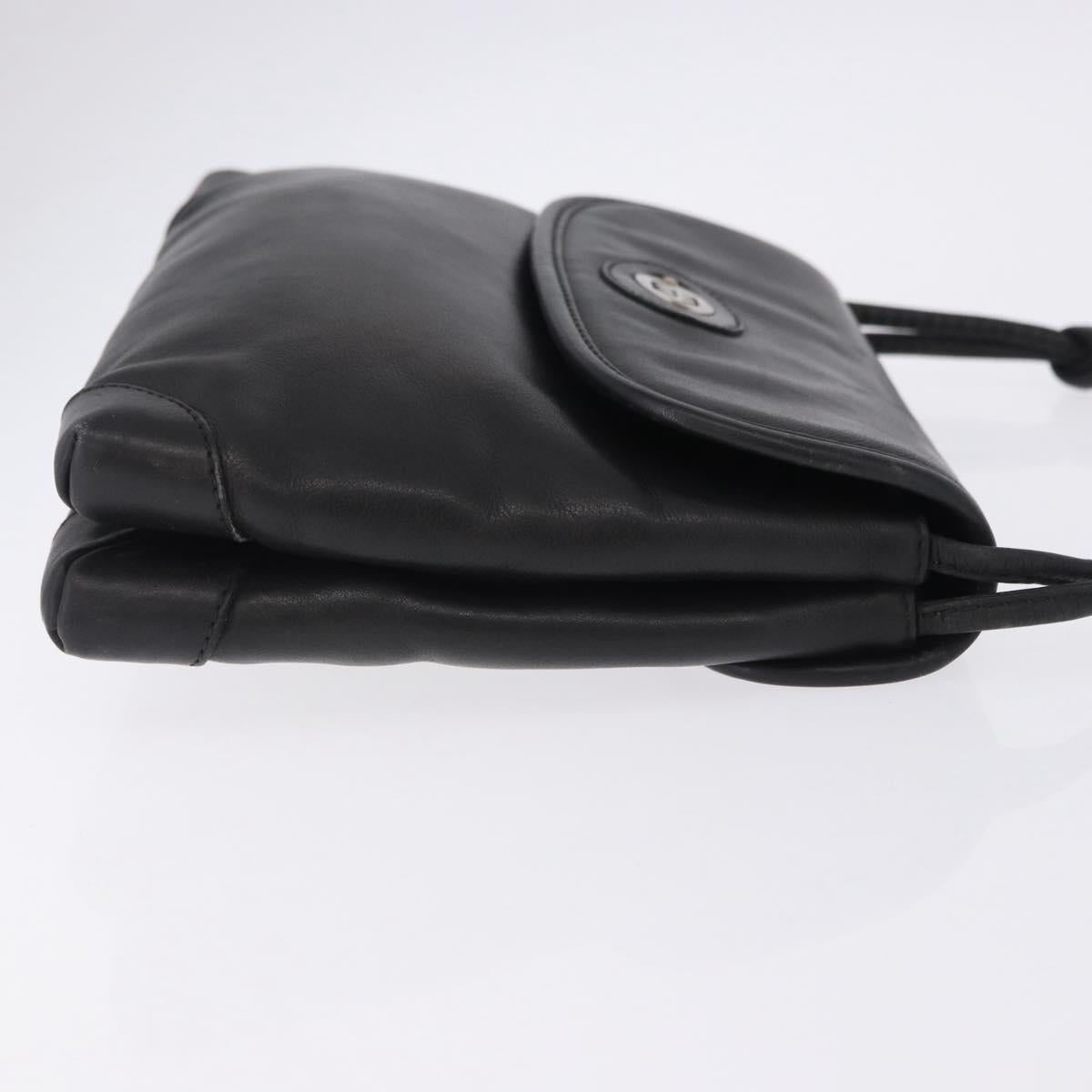 GUCCI Shoulder Bag Leather Black Gold 007 49 5548 Auth 203424